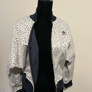 Adidas Women's Speckled Black and White Bomber Jacket